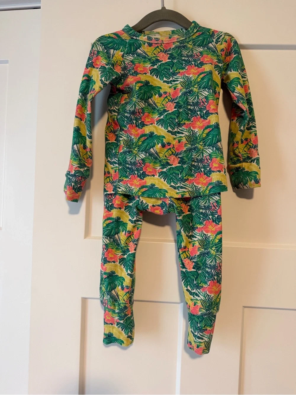 Little One Shop Tropical Pajama Set - Green & Pink